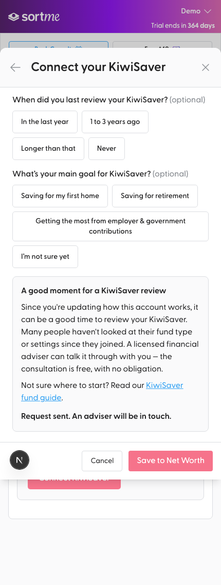 Agree to be contacted and send the request (mobile)