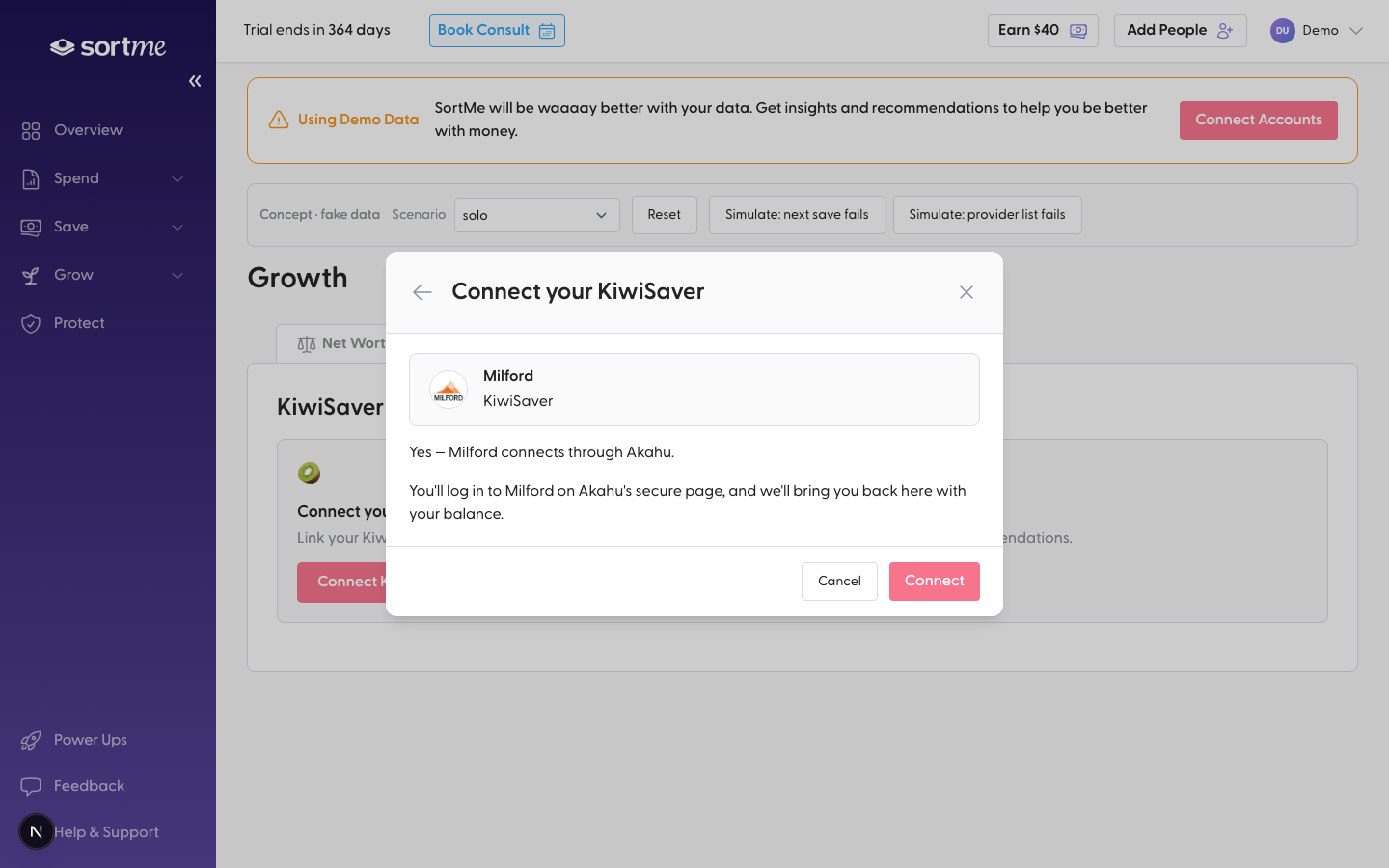Choose Milford: it connects through Akahu (desktop)