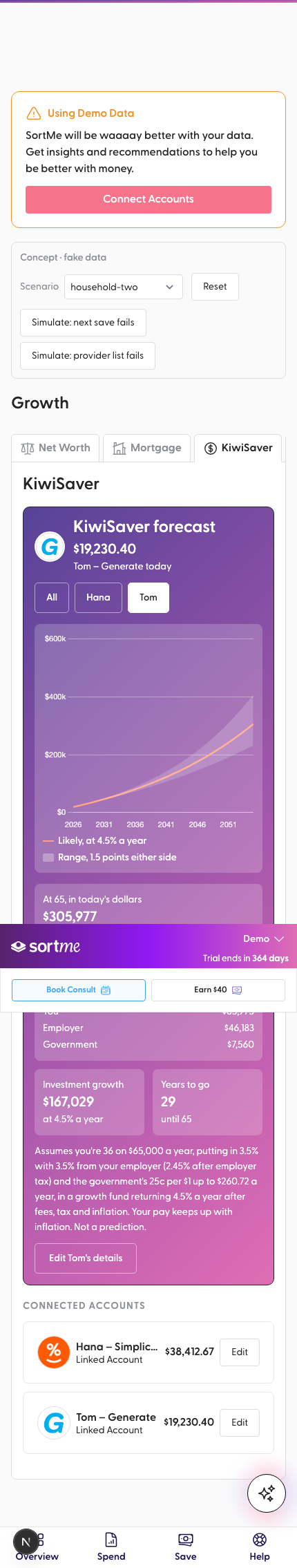 Edit Tom’s details from the card and change his fund to growth (mobile)