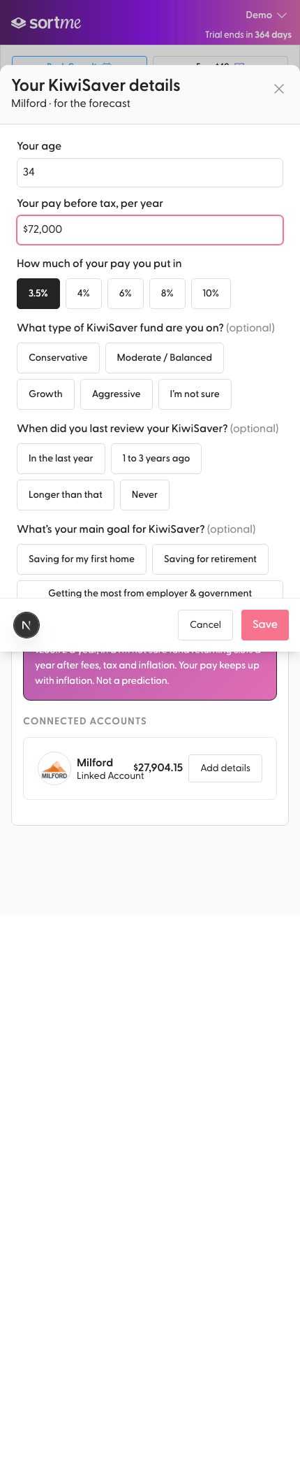Arm a failing save and fill in the details (mobile)