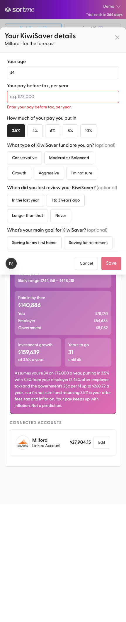 A blank pay is refused (mobile)